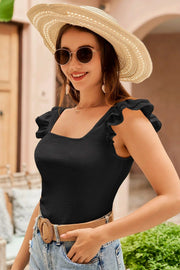 T-shirt à col carré à volants