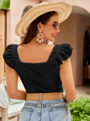 T-shirt à col carré à volants