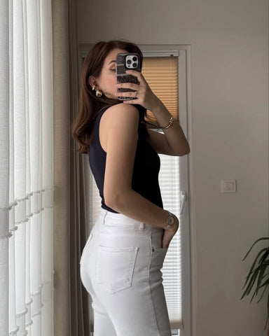 3 Débardeur col rond, coton ( Blanc, Noir, Bleu)