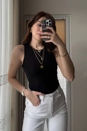 3 Débardeur col rond, coton ( Blanc, Noir, Bleu)