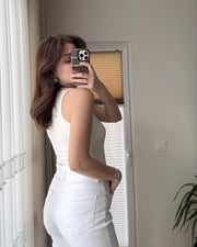 3 Débardeur col rond, coton ( Blanc, Noir, Bleu)